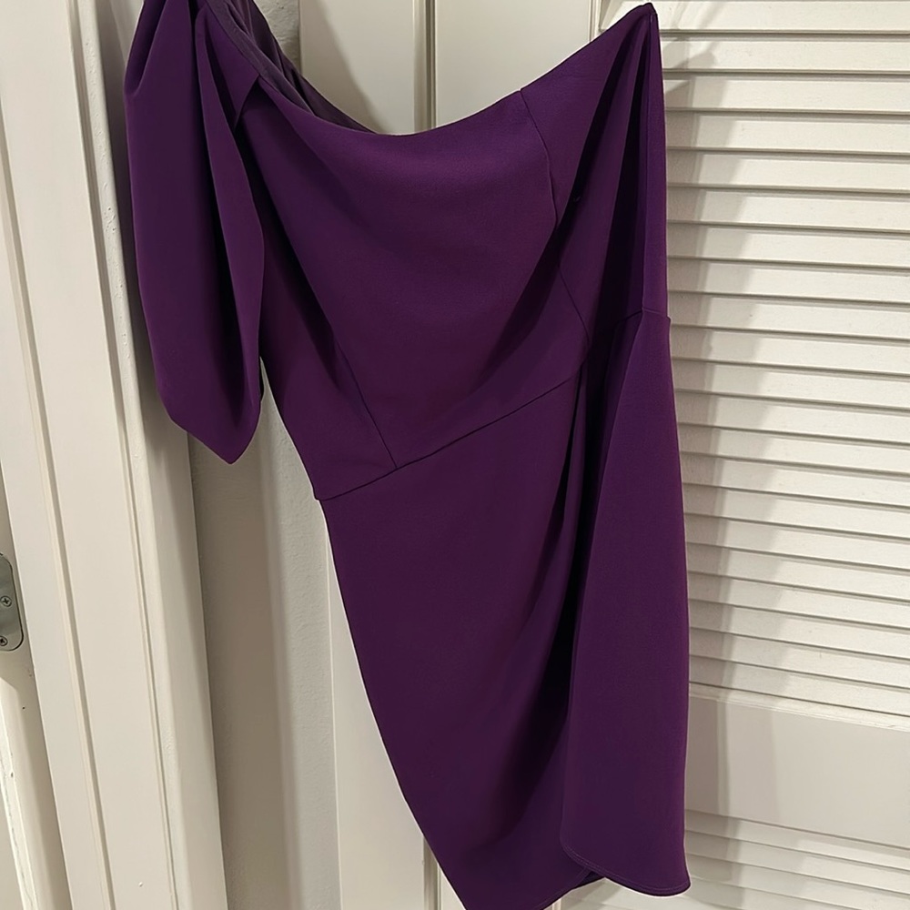 ONE SHOULDER PURPLE MINI DRESS